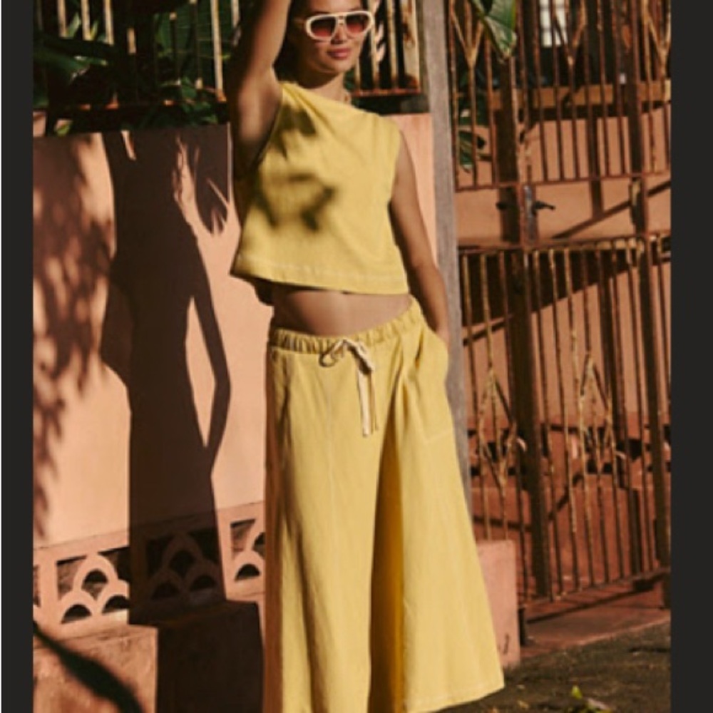 Free People Venetia Skirt Co-ord Set Size Small Mustard